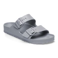 Our best-selling sandal in an ultra-lightweight style. The Arizona EVA sandal is made from water-friendly material giving you a flexible design built on the contoured footbed you love most. The perfect throw-and-go style for everything from the pool to post-workout. Contoured footbed for legendary BIRKENSTOCK® support Made from single piece of EVA Water-friendly lightweight & flexible Two adjustable straps with pin buckles Made in Germany Stone Coin Birkenstock, Birkenstock Arizona Eva, Arizona Eva, Sup Accessories, Snow Accessories, Birkenstock Sandals Arizona, Ski Bag, Two Strap Sandals, Snow Outfit