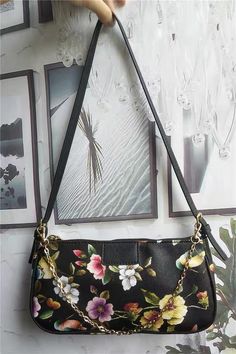 Woman Bag, Black Dress Outfits, Flower Black, Flower Bag, Vintage Texture, Make Up Your Mind, Baguette Bag, Shoulder Chain, Black Bag