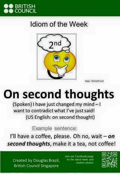 a poster with the words on second thought and an image of a smiley face,