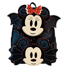 EXCLUSIVE DROP: Loungefly Mickey & Minnie Mouse As Bats Double Pocket Stars Glow In The Dark, Disney Purses, Vampire Bats, Disney 2024, Mini Backpacks