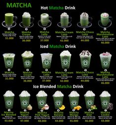 the starbucks drink chart shows how many different drinks are in each cup and what they taste