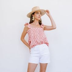 Sunshine Tienda® Coral Rock Flower Verona Top