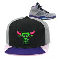 Mitchell & Ness Chicago Bulla Snapback Hat Cap For Jordan 5 Retro Bel-Air Purple Snapback Trucker Hat, Casual Purple Snapback Trucker Hat, Casual Purple Visor Baseball Cap, Purple Snapback Baseball Cap, Adjustable Purple Baseball Cap For Sports, Purple Curved Brim Baseball Cap For Streetwear, Multicolor Flat Brim Snapback Hat For Streetwear, Purple Casual Sports Hat, Casual Purple Sports Hat