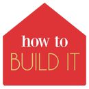 the words how to build it written in white on a red background with an image of a house