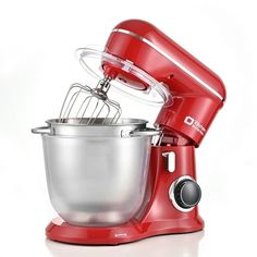 an image of a red mixer on a white background