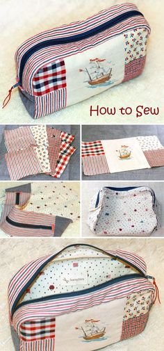 the instructions for how to sew this cosmetic bag