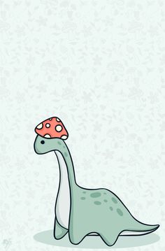 a cartoon dinosaur with a mushroom on its head