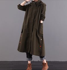 Long Women Casual Hooded Parka Plus Size Coat Jacket ,Custom make service available! Please feel free to contact us if you want this dress custom made.Materials used: cotton blendedSize: M: chest:112 cm length:103 cm sleeve：57 cm L : chest:116 cm length:104 cm sleeve：58 cm Most of our dresses are made of cotton linen fabric, soft and breathy. loose dresses to make you comfortable all the time.Flattering cut. Makes you look slimmer and matches easily.Payment:We accept payment by paypal and credit Plus Size Coat, Dresses To Make, Loose Dresses, Maxi Skirt Outfits, Plus Size Coats, Hooded Parka, Cotton Linen Fabric, Loose Dress, Skirt Outfits