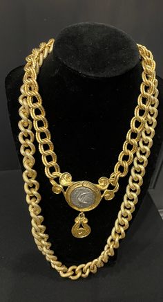 22 in gold tone link chain.  (not signed) 15 in gold tone pendant with silver coin bird. (not signed) statement necklace. Luxury Vintage Necklaces With Complimentary Chain, Silver Coin, Silver Coins, Link Chain, Vintage Necklace, Chains Necklace, Statement Necklace, Gold Tones, Coin