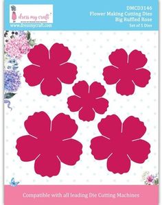 pink flower cutting dies for crafting and paper crafts, with the words'flowers making dies