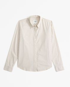 Women's Relaxed Poplin Shirt | Women's Tops | Abercrombie.com Classic Shirt With Shirttail Hem For Fall, Classic Poplin Tops For Fall, Classic Shirt With Shirttail Hem For Everyday, Classic Unstructured Shirt With Shirttail Hem, Classic Fall Poplin Blouse, Classic Poplin Blouse For Fall, Relaxed Fit Poplin Button-up Shirt, Fall Poplin Button-up Shirt, Relaxed Fit Button-up Shirt