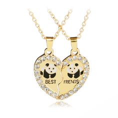 PRICES MAY VARY. It is the friendship necklaces that uses best friends letter print, panda pattern and heart matching pendant, just like the relationship between you and your friends. Pendant necklace can bring you a classic cute look, which can be perfectly matched with your favorite lovely outfit or everyday casual. Made from high-quality alloy material, pendant chain necklace is sturdy and durable, and safe to wear. The length of necklace is 50 cm, the pendant length is about 3.1 cm, the pend Panda Necklace, Bff Jewelry, Anniversary Necklace, Bff Necklaces, Best Friend Necklaces, Friendship Jewelry, Necklace For Girlfriend, Friendship Necklaces, Unisex Necklace