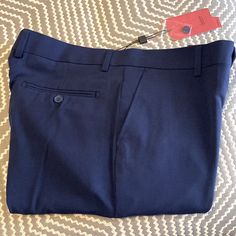 Blue (Indigo) Flat Front Dress Pant. Super Slim Stretch. Front And Rear Pockets. 30wx 30l New! Blue Slim Fit Bottoms With Straight Hem, Navy Fitted Bottoms For Semi-formal Occasions, Semi-formal Blue Dress Pants With Pockets, Navy Fitted Pants With Straight Hem, Blue Business Casual Bottoms With Pockets, Stretch Blue Bottoms With Belt Loops, Business Casual Blue Bottoms With Pockets, Blue Bottoms With Belt Loops And Straight Hem, Tailored Blue Bottoms With Straight Hem