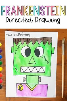 this is an image of a drawing of a monster with colored crayons on it