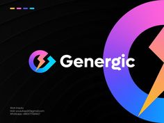 the logo for genergic is displayed on a black background with colorful circles and lines