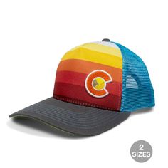 Sunset Fader Trucker Hat Multicolor 5-panel Trucker Hat For Outdoor, Multicolor Flat Bill Baseball Cap For Outdoor, Multicolor 5-panel Trucker Hat For Summer, Multicolor Trucker Hat With Curved Brim For Outdoor, Multicolor Curved Brim Trucker Hat For Outdoor, Retro Multicolor Hats For Outdoor, Casual Multicolor 5-panel Trucker Hat, Multicolor Trucker Baseball Cap, Multicolor 5-panel Snapback Hat For Summer