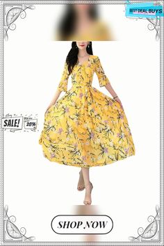 Women's Casual Dress Sheath Dress Swing Dress Floral Print V Neck Maxi Dress Active Fashion Outdoor Daily 3/4 Length Sleeve Regular Fit Black Yellow Red Spring Summer M L Xl Xxl 3xl Half Sleeve Midi Dress For Summer, Flowy Dresses With 3/4 Sleeve, Yellow Half Sleeve Spring Dress, Yellow Half Sleeve Dress For Spring, Fitted Half Sleeve Maxi Dress For Spring, Fitted Maxi Dress With 3/4 Sleeves For Summer, Fitted Half Sleeve Maxi Dress For Beach, Flowy Half Sleeve Midi Dress For Spring, Red Half Sleeve Summer Dress