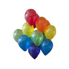 a bunch of balloons that are in the shape of heart shaped balloons on a white background