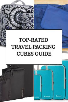 Top-rated travel packing cubes guide featuring various designs and colors. First Class Flights, Cube Organizer