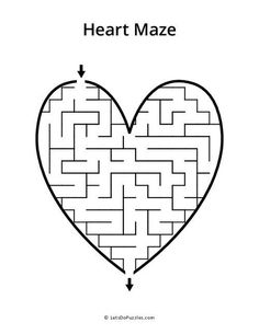 a heart maze with an arrow going through it and the word,'heart maze'in