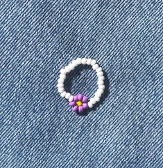 Beaded Flower Ring Flower Seed Bead Ring Elastic Flower | Etsy Gift Flower Ring With Beads, Beaded Flower Ring Gift, Seed Bead Flower Ring, Beads Flower Ring, Flower Ring Beads, Daisy Ring Beads, Diy Beaded Rings, Pearl Flower, Beaded Rings