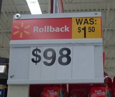 a sign that says the worst rollback ever was $ 989