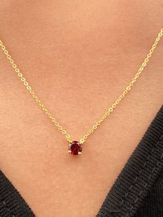 For Ready-to-ship items search here, https://etsy.me/39BDvMS 14K Yellow Gold Garnet Necklace/ January Birthstones Gift / Natural Gemstone 4mm / Prong Set Necklace 18inch max length when used with included gold pendant. Features - Ready to Ship - Materials: Solid Gold - Gold KT: Available in 14k - Custom Gold Color: Yellow Gold - Stone Size: 4.5mm (0.36 ct) - Gemstone: Natural Garnet - Stone Cut: Round - Setting Type: Prong Set - Available length between 14-18 Inches. - Layaway Plan Available - S Gold Necklaces With Prong Setting For Gift, 14k Gold Birthstone Necklace With 17 Jewels, Gift Round Pendant Birthstone Necklace With Jewels, Gold Birthstone Necklace With Prong Setting For Formal Occasions, Gold Gemstone Solitaire Necklace For Anniversary, Gold Solitaire Gemstone Necklace For Anniversary, Formal Birthstone Necklace With 17 Jewels In Round Pendant, Gold Formal Birthstone Necklace With Round Pendant, Yellow Gold Necklaces With Prong Setting For Gift