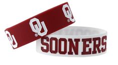 Oklahoma Sooners Bracelets 2 Pack Wide - Team Spirit Store USA Oklahoma Sooners Football, Fan Bracelet, Spirit Store, Sports Merchandise, Slogan Design, University Of Oklahoma, Rubber Bracelets, Oklahoma Sooners, Wide Bracelet