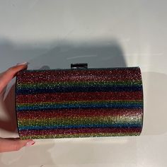 Inc Everything Rainbow Rhinestone Clutch Inc Evening Purse Metallic Rainbows- Detachable 48" Chain & 1 Inside Pocket! New With Tags Perfect For Anything! So Fun Multicolor Rhinestone Evening Bag For Party, Multicolor Rhinestone Evening Bag For Events, Multicolor Rectangular Clutch With Rhinestones, Multicolor Rectangular Evening Bag With Rhinestones, Multicolor Rhinestone Rectangular Evening Bag, Rhinestone Clutch, Evening Purse, Evening Clutch Bag, Evening Clutch