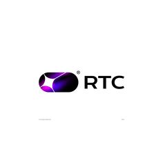 the logo for rtc is shown in black and purple colors on a white background