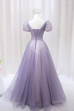 Purple Tulle Beaded Long Formal Dress Cute A-Line Evening Dress Purple Tulle, Long Formal Dress, A Line Evening Dress, Pretty Clothes, Wholesale Dress, Bride Dress, Formal Dress, Special Occasion Dresses, Occasion Dresses