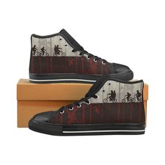 Stranger Things High Top Canvas Shoes For Kid Lightweight construction with breathable mesh fabric provides a comfortable and flawless fit. Trendy Sneakers, High Top Shoes, Custom Shoes, Fashion Company, Canvas Shoes, Mens Tank Tops, Snug Fit, Kid Shoes, Shoe Collection