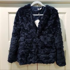 This Navy Faux Fur Jacket By Lavand Is Brand New With Tags And Gorgeous In Person! New With Tags. Blue Fur Coat With Faux Fur Lining For Fall, Blue Long Sleeve Fur Coat For Spring, Spring Blue Long Sleeve Fur Coat, Blue Long Sleeve Fur Coat For Fall, Blue Outerwear With Faux Fur Trim For Cold Weather, Blue Outerwear With Faux Fur Lining And Long Sleeves, Blue Outerwear With Faux Fur Lining For Fall, Blue Outerwear With Faux Fur Trim And Long Sleeves, Blue Long Sleeve Outerwear With Faux Fur Trim