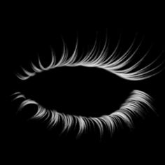 an eye with long white hair on it's lashes in the dark background, black and