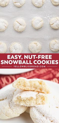 This Snowball Cookie Recipe is nut-free, soft, chewy, tender cake mix cookies coated in powdered sugar to look like "snowballs." Perfect for the holidays! Snowball Cookie, Bakery Goodies, Happy Festivus, Bake Christmas, Snowball Cookie Recipe, Chocolate Chip Shortbread Cookies, Toffee Cookies, Tasty Desserts, Free Collage