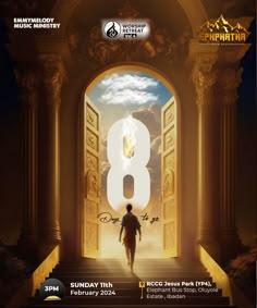 an advertisement for the 8th international film festival in india, featuring a man walking up stairs to