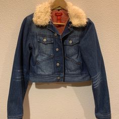 Fully Padded & Lined, Warm & Comfy Brand New, Never Worn Denim Jean Jacket From Wet Seal Brand Blue Asphalt Slightly Cropped Removable Faux Fur Collar Size Medium Denim Outerwear With Faux Fur Trim, Trendy Denim Outerwear With Faux Fur Trim, Fall Denim Outerwear With Faux Fur Trim, Denim Jacket With Faux Fur Lining And Long Sleeves, Denim Outerwear With Faux Fur Trim For Fall, Long Sleeve Denim Jacket With Faux Fur Lining, Denim Jacket With Faux Fur Lining, Fall Denim Jacket With Faux Fur Trim, Trendy Fall Denim Jacket With Faux Fur Trim