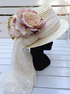 High Tea Hats, Straw Hat Crafts, Tea Hats, Vintage Style Hat, Vintage Bouquet, Easter Hats, Bridal Hat, Fedora Hat Women