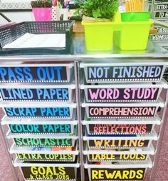 an assortment of different types of paper on display