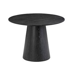 a black table with a wooden top on a white background in the shape of a cone