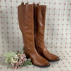 Sam Edelman Prina Studded Brown Knee High Riding Boots Super Soft & Supple Brown Leather, Low Block Heel, Almond Toe Half Side Zip. Studded Details. Side Loops To Help Pull Up. These Can Go With So Many Different Looks. (Even Biker) Size 8.5 16” Shaft Height, Calf Is About 15” 1” Block Heel These Are New Without Box, Some Light Scratches Noted From Being Tried On. Natural Darker Toe & Heel Smoke Free Home Closed Toe Riding Boots For Fall, Closed Toe Boots For Riding In Fall, Fall Riding Boots With Closed Toe, Riding Boots For Fall, Fall Boots With Branded Insole And Low Heel, Leather Riding Boots With Almond Toe, Fall Snip Toe Walking Boots, Fall Walking Boots With Almond Toe, Medium Width Brown Riding Boots