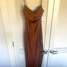 Color Is “Cappuccino” Brown. Pink Photos Are To Show On Model. True To Size. Great Looking Dress Just Not The Color I Needed. Dress Is Long And Would Require Heals/Hem To Wear Without Dragging On Floor. I’m 5’6” For Height Reference. Brown Sleeveless Ruched Maxi Dress, Brown Ruched Dress For Date Night, Brown Ruched Maxi Dress For Date Night, Chic Brown Dinner Dress, Chic Brown Dress For Dinner, Brown Maxi Length Dress For Night Out, Brown Maxi Dress For Night Out, White Lace Maxi Skirt, Black Strapless Maxi Dress