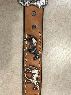 Please see pictures.  Belt says J.R. II on it.  Belt is 28" long . Vintage Embroidered Belt For Rodeo, Vintage Brown Belts For Rodeo, Vintage Brown Belt Buckle With Antique Detail, Western Brown Antique Buckle Belt, Western Horses, Vintage Belts With Antique Buckle, Adjustable, Custom Belt, Western Horse, Vintage Western