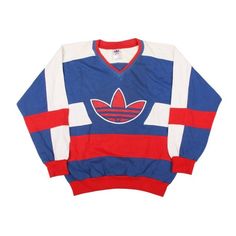 Adidas Vintage Retro 80s 90s Sweatshirt Sweater Big Logo Red Blue White Size Xl In Excellent Condition. Measurements Shown 90s Sweatshirt, Adidas Sweater, Adidas Vintage, Red Blue White, Red Adidas, Sweaters Crewneck, Vintage Adidas, Fancy Dresses, Red White Blue