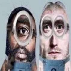 two men looking through magnifying glasses at each other with their faces obscured by them