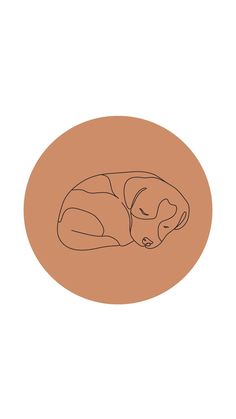 a drawing of a dog sleeping in a circle