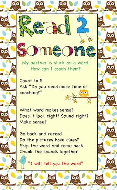 a poster with an owl theme and some words in the bottom right corner that says read 2 someone