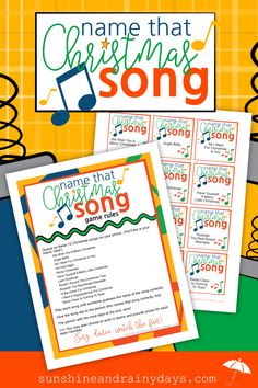 an image of christmas song printables with the words, name that christmas song