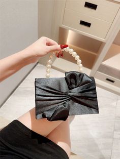 Moonlit EveBag Women's Exquisite Bowknot Decorated Clutch Bag, Pearl Studded Box Type Evening Bag, Romantic Wedding Party Purse, Bride Bag, Formal Event Bag, Chain Strap Handbag Black Glamorous   Satin Plain Square Bag,Envelope Bag   Women Bags, size features are:Bust: ,Length: ,Sleeve Length: Bride Bag, Wedding Handbag, Party Purse, Envelope Bag, Handbag Straps, Evening Clutch Bag, Chain Bag, Evening Clutch, Bird In Bag