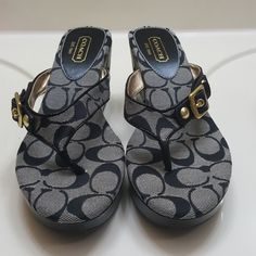 Black Coach Sandal. Never Worn Black Coach Sandals For Summer, Coach Synthetic Wedge Sandals For Beach, Casual Coach Wedge Sandals For Beach, Coach Black Sandals For Beach, Shoe Inspo, Coach Shoes, Wedge Sandal, Womens Shoes Wedges, Birkenstock